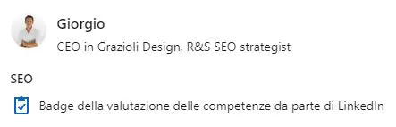 badge e attestato corso SEO linkedin