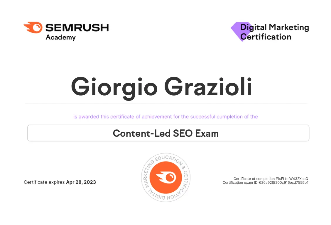 certificazione led SEO content