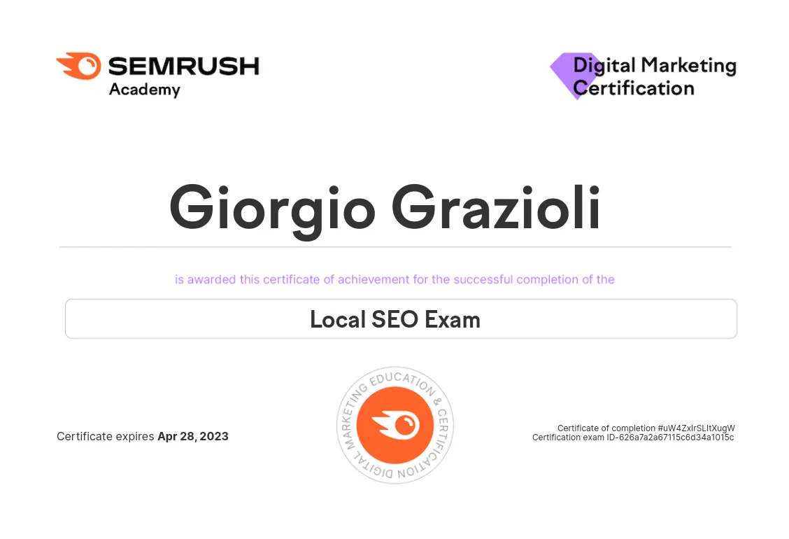 certificazione SEO locale