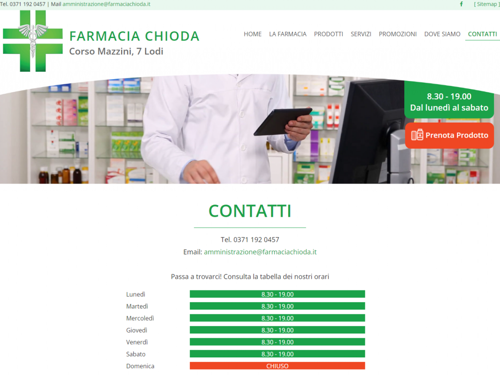 Realizzazione sito web per Farmacia Chioda