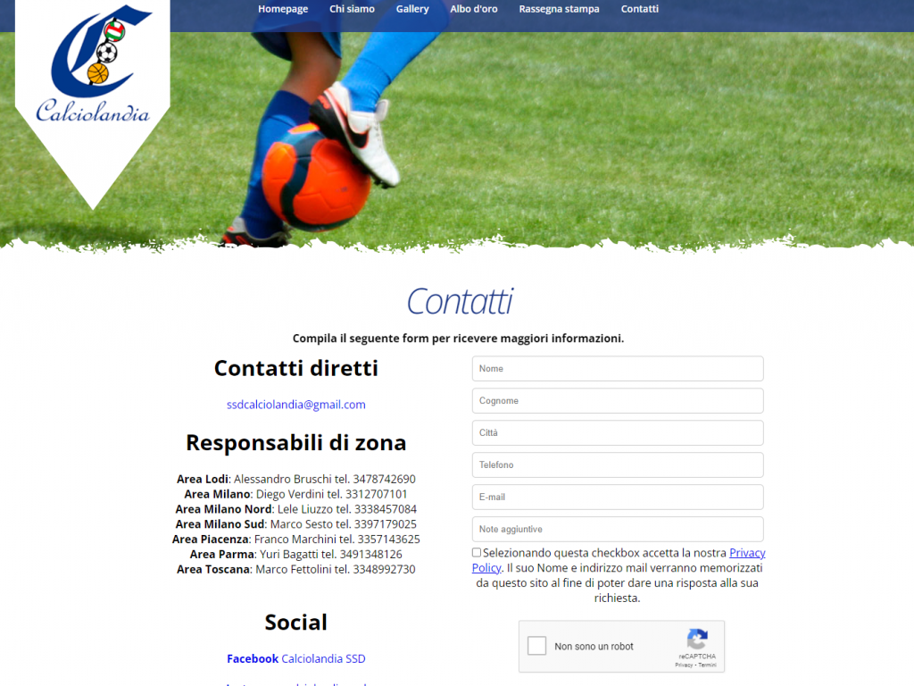 Realizzazione sito internet Lodi - Calciolandia