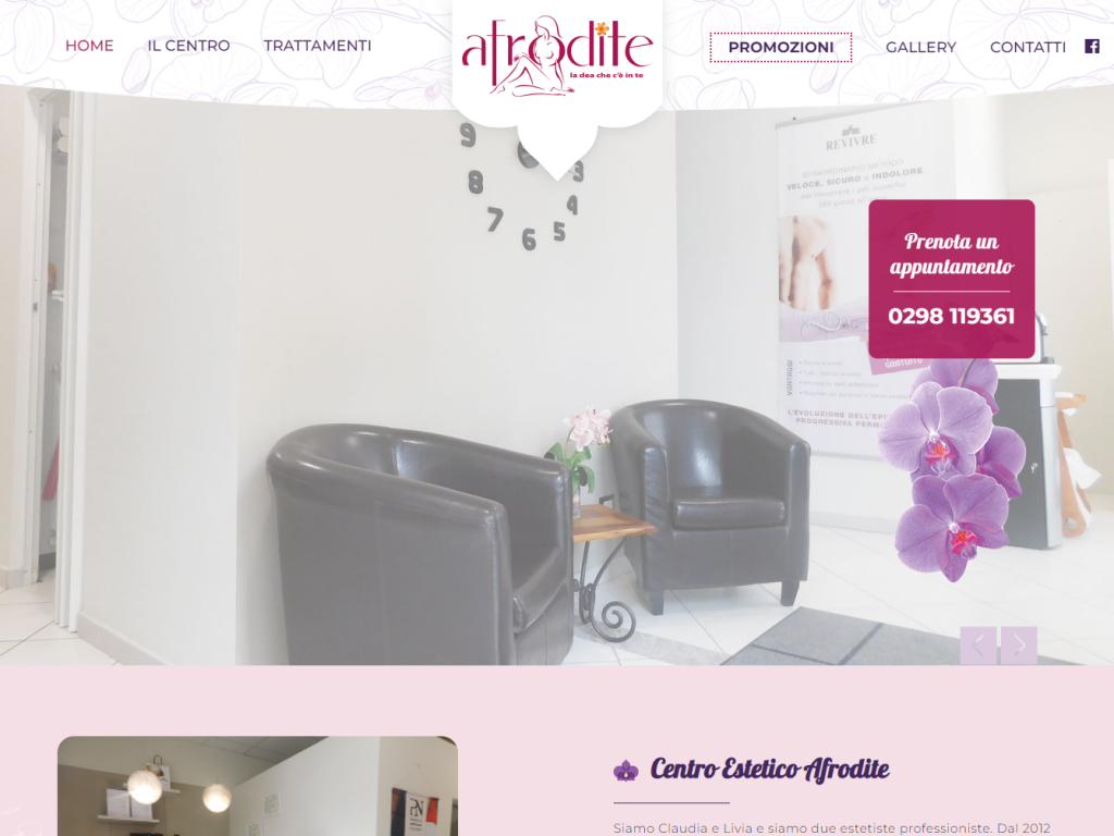 Realizzazione sito web per centro estetico Afrodite