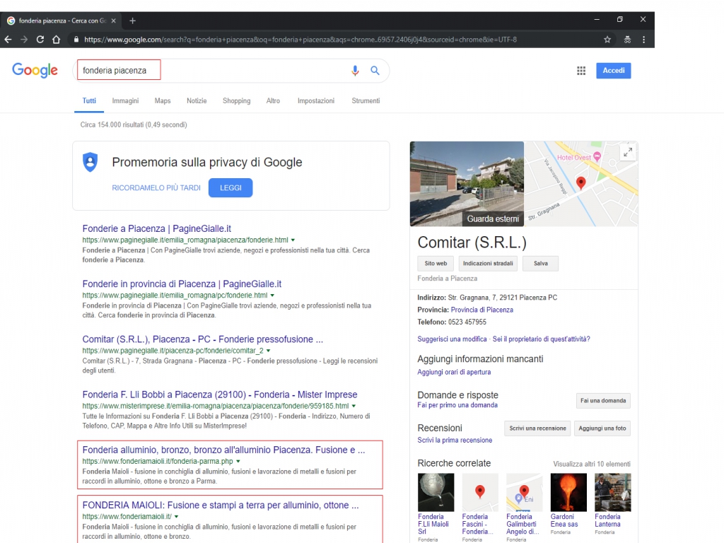 realizzazione siti web in prima pagina su google